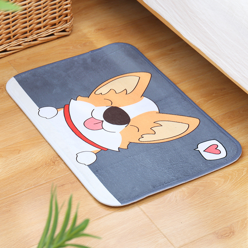 Thảm Lau Chân Chống Trượt Thấm Hút Hình Chó Shiba Ngộ Nghĩnh 40x60cm