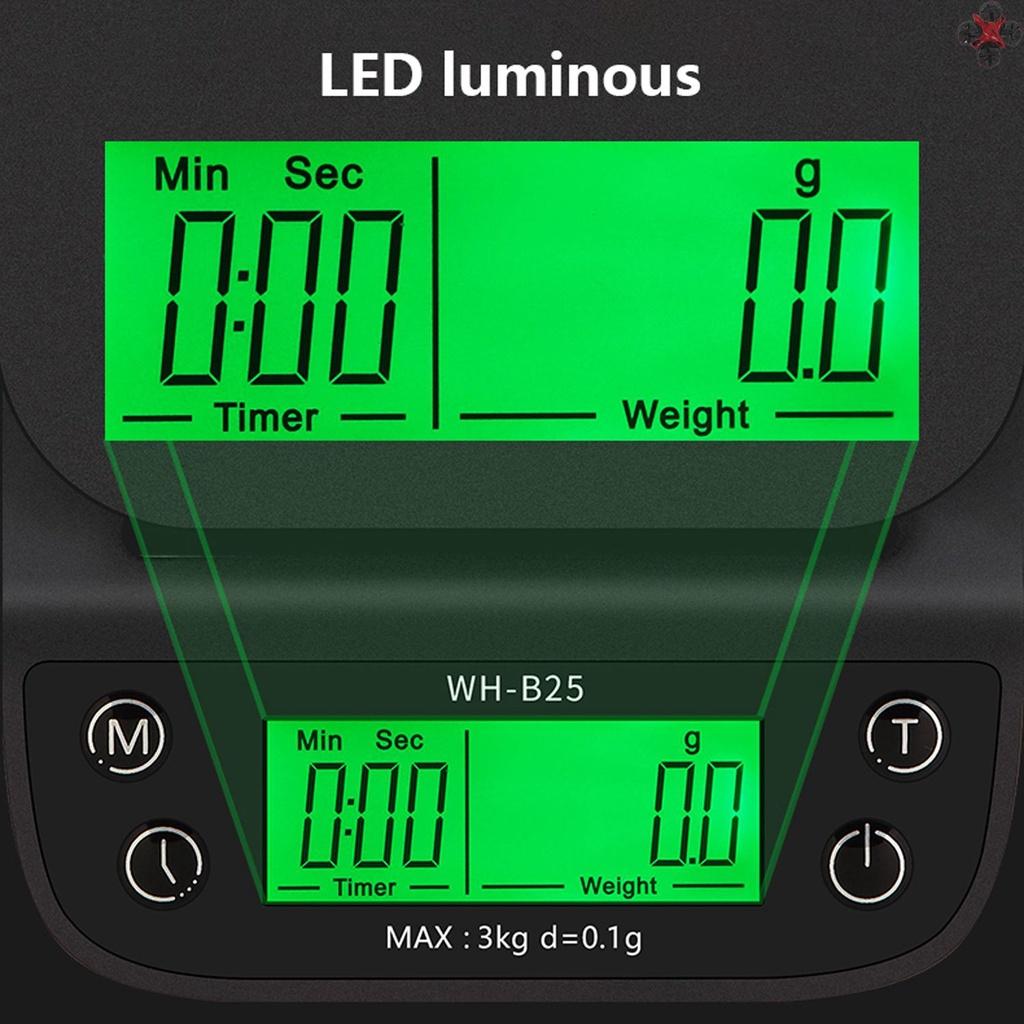 Cân Điện Tử Màn Hình Lcd Wh-B25 Độ Phân Giải Cao Có Đèn Led Nền Xanh Lá Hiển Thị Nhiệt Độ Cao Chống Thấm Nước