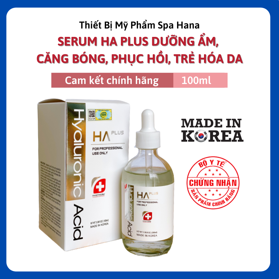 Serum HA Plus 100ml - Cấp Nước, Dưỡng Ẩm, Căng Bóng Da, Mờ Nếp Nhăn ( Hàng Chính Hãng)