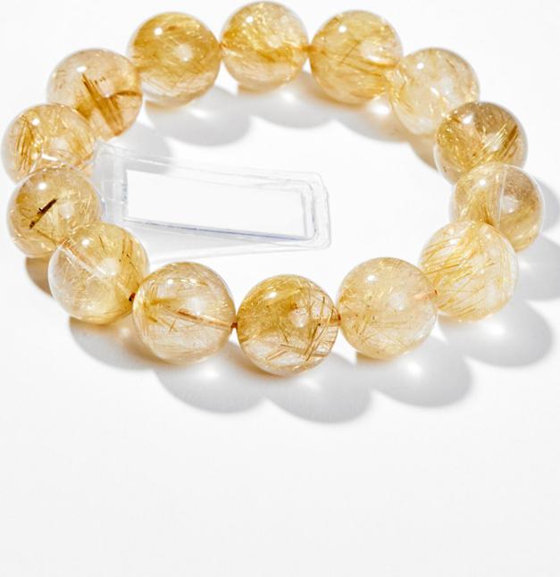 Vòng Tay Phong Thủy Nam Đá Thạch Anh Tóc Vàng  Mệnh Thổ, Kim Ngọc Quý Gemstones