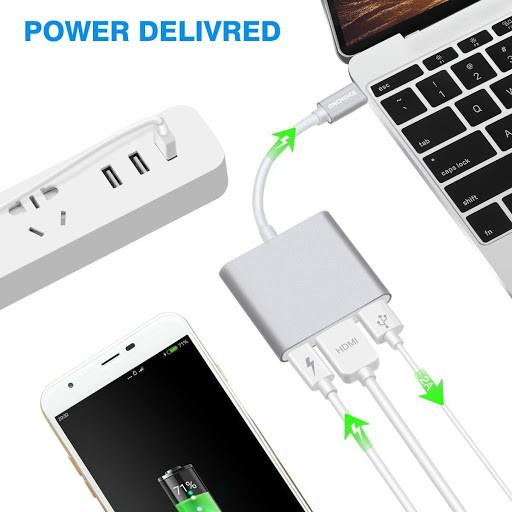 Hub chuyển đổi USB Type-C Sang USB 3.0/HDMI-Type C (Xám)