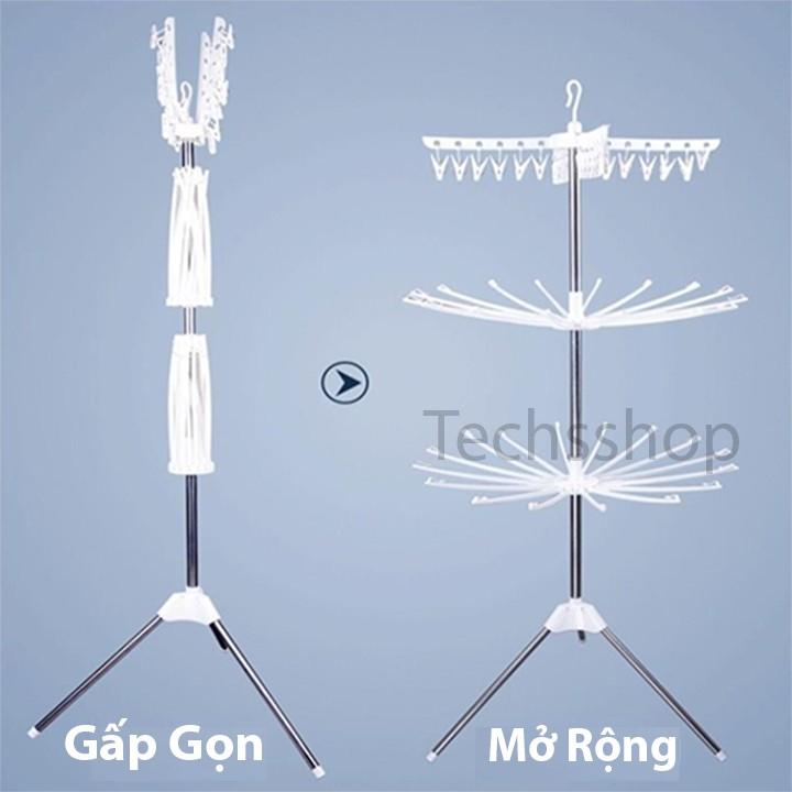 Giá Phơi Quần Áo Và Khăn Trẻ Em 3 Tầng Xoay 360 Độ - Cây Treo Đồ Ở Ban Công Gấp Gọn Tiện Lợi