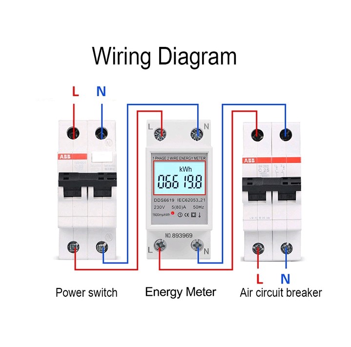 Công tơ điện tử đa năng hiển thị 4 thông số 80A, đo công suất, điện áp, cường độ dòng điện