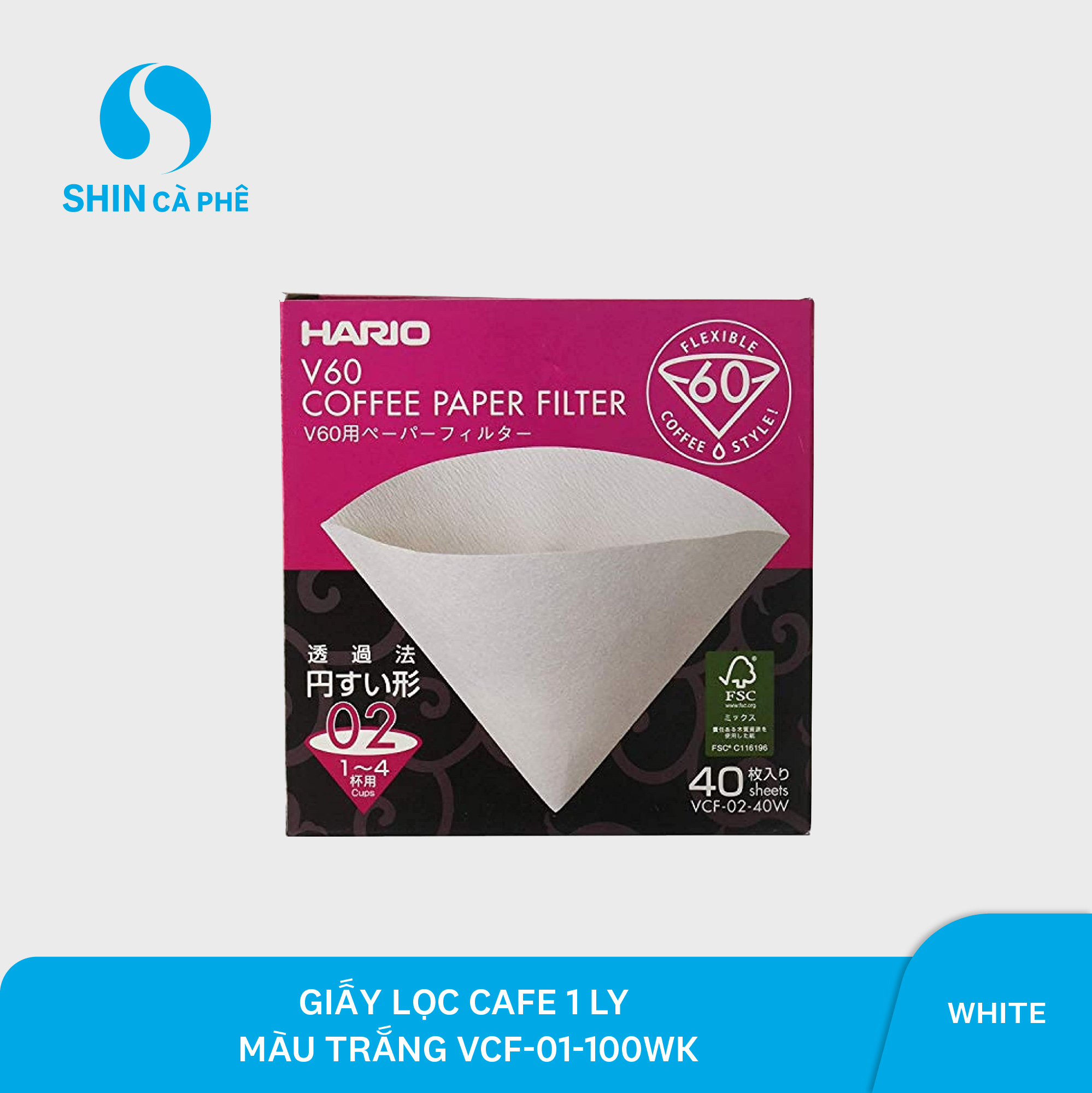 SHIN Cà phê - Giấy lọc cà phê V60 Hario Paper Filter - Size 01
