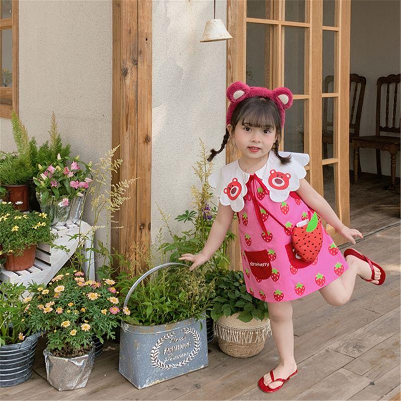 CHENGRUI Mùa hè em bé ngọt ngào dễ thương lá sen cổ áo vest váy