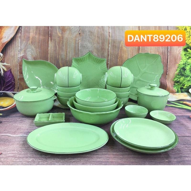 Bộ bát đĩa men ngọc 22-24 món. Gốm sứ Bát Tràng.