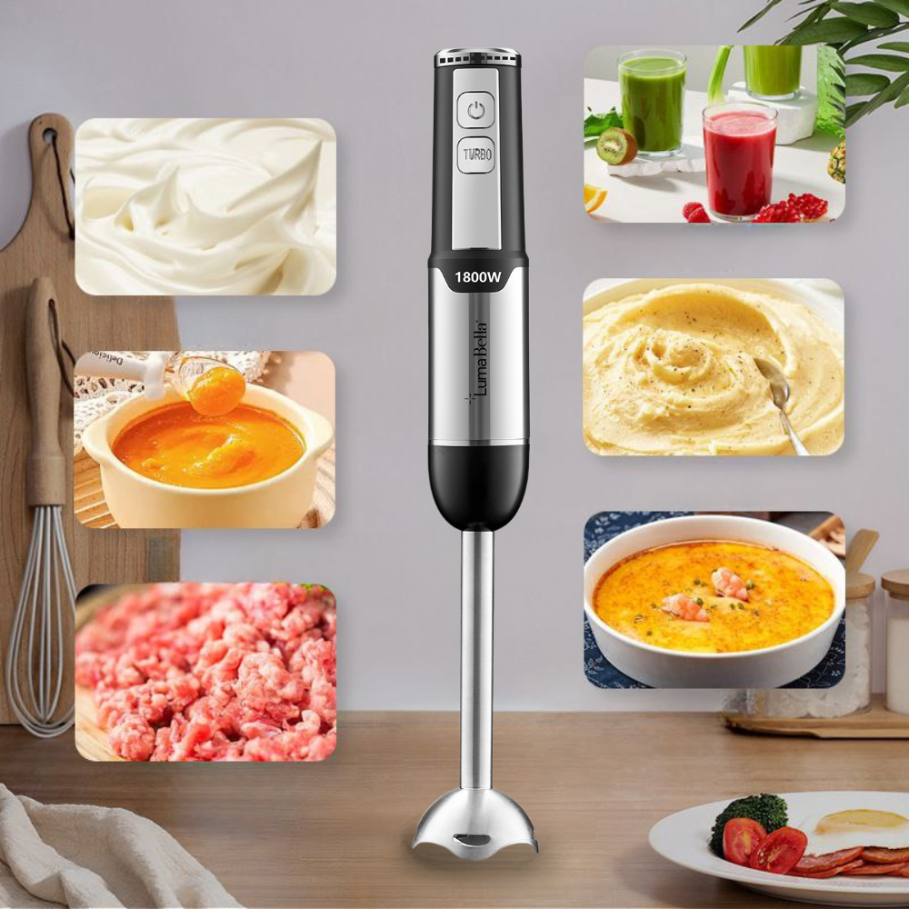 Máy xay cầm tay đa năng Lumabella LB52026 công suất 1800W, lưỡi dao sắc bén xay nhuyễn thực phẩm  - HÀNG CHÍNH HÃNG