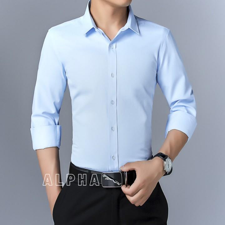 Áo sơ mi nam đẹp dài tay dáng ôm (màu xám), chất vải lụa cotton cao cấp