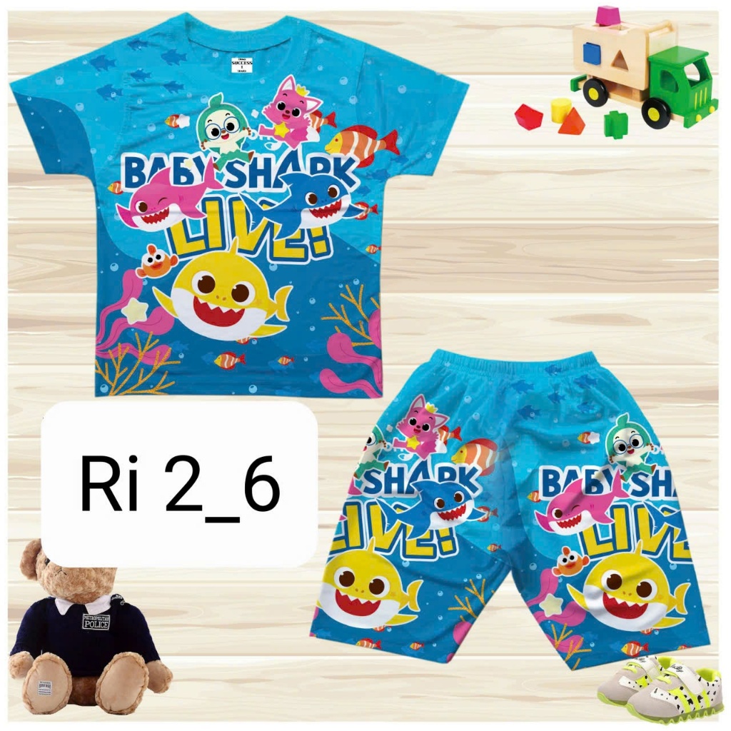 XẢ HÀNG LẺ SIZE Đồ bộ cho bé trai bé gái hình cá baby shark
