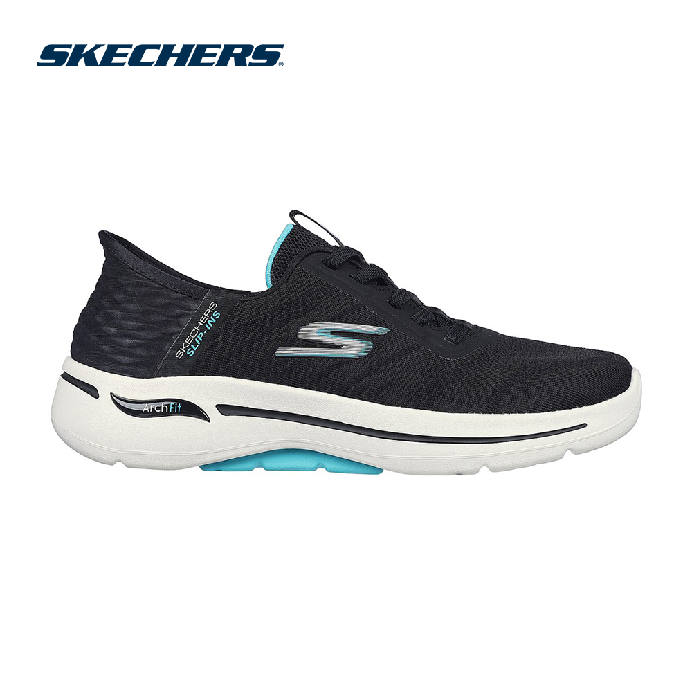 Skechers Nữ Giày Thể Thao Đi Bộ Giặt Máy Được, Tập Gym, Đi Học, Đi Làm, Thường Ngày Slip-Ins GOwalk Arch Fit Wavy Sky Walking Arch Fit, Comfort Pillar Technology, Machine Washable, Slip-Ins, Ultra Go - 124884-BKTQ