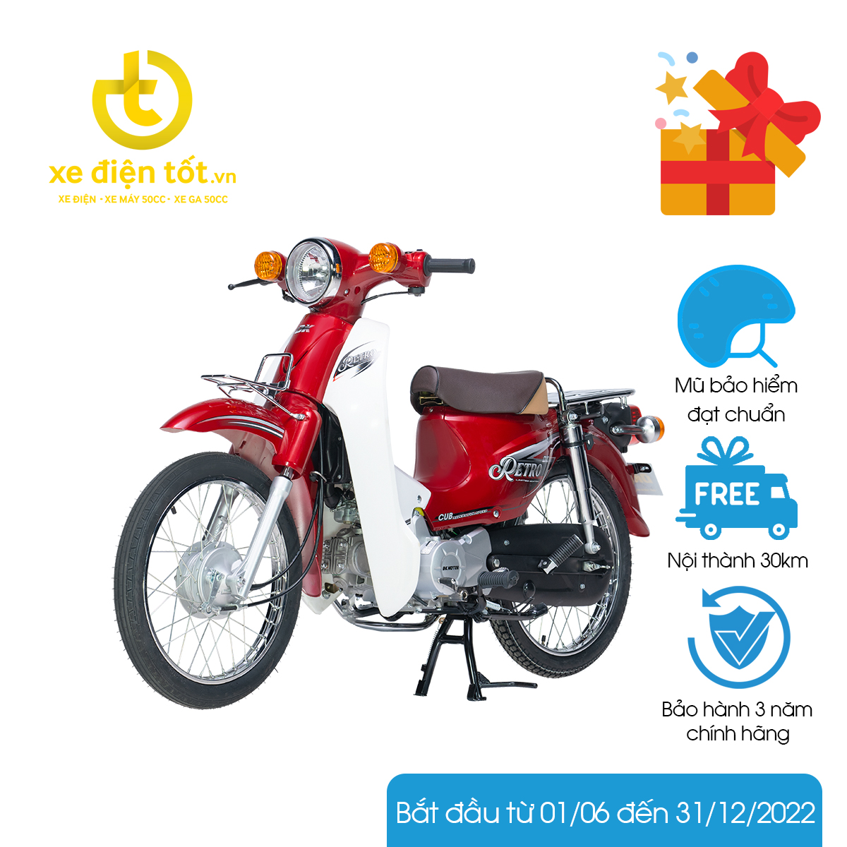 Xe Máy 50cc DK Retro - Màu Đỏ