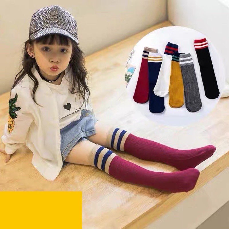 Tất đến đầu gối cho bé, vớ dài tới bắp phong cách vintage Hàn Quốc mặc váy xinh xắn thời trang