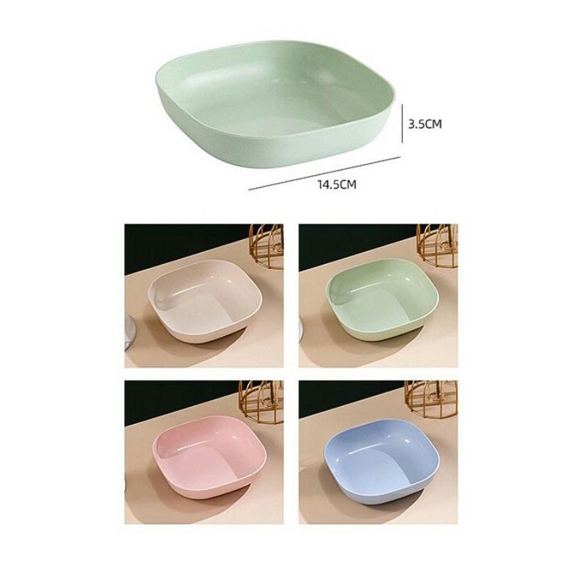 Set 8 Khay Đĩa Vuông Đựng Thức Ăn Màu Pastel Gồm 2 Cỡ Chất Liệu Nhựa Lúa Mạch Nhựa PP Thực Phẩm