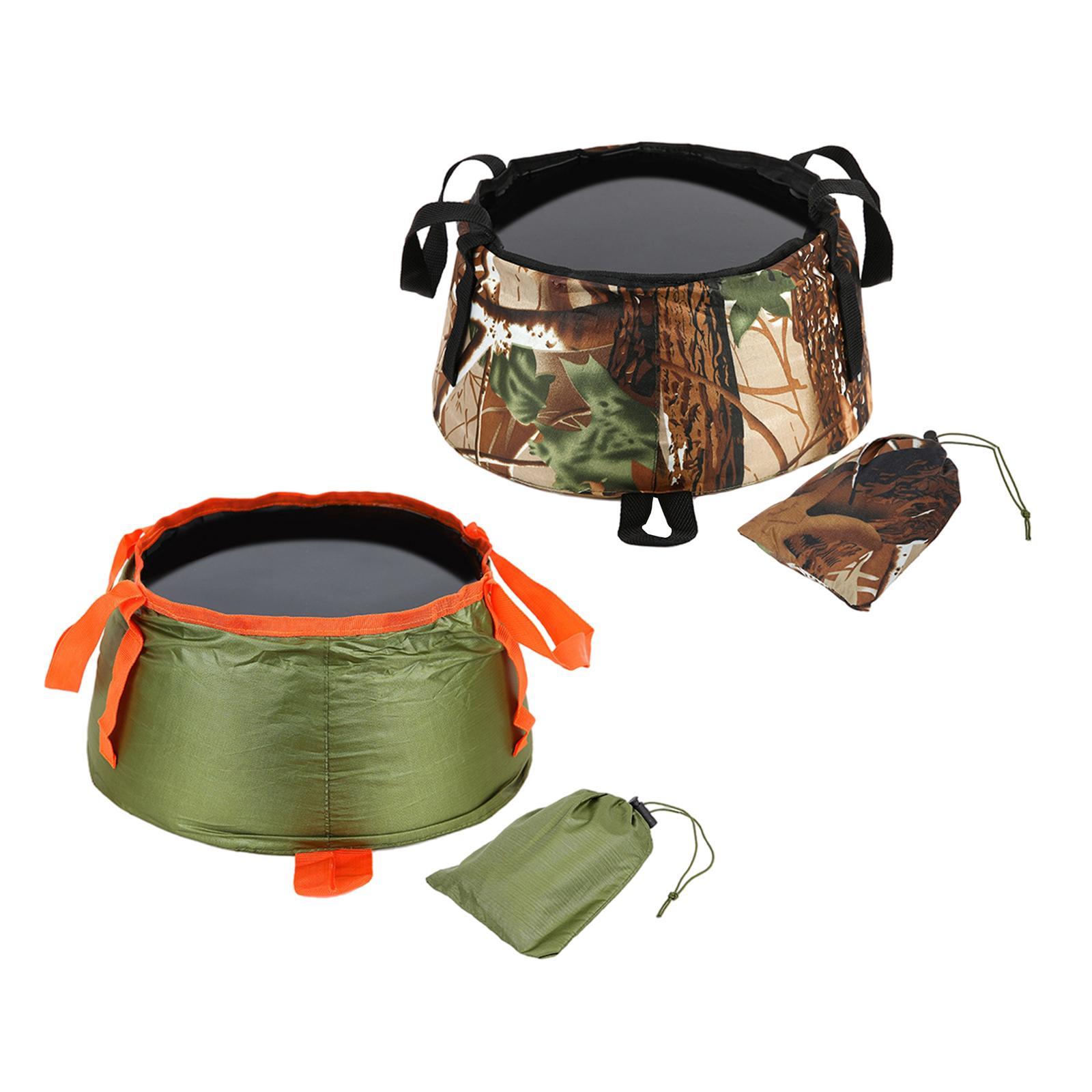2Pcs Collapsible Bucket Foldable for Camping with Carry Bag Wash Basin