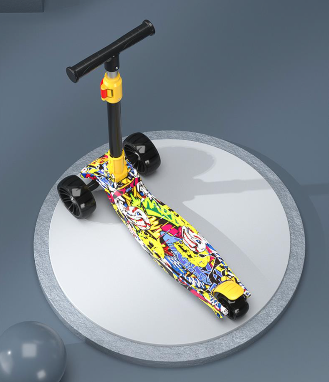 Xe Trượt Scooter 3 Bánh Phát Sáng Có Nhạc, Màu Sắc Graffiti Chịu Tải 80kg Cho Trẻ Từ 3-7 Tuổi.