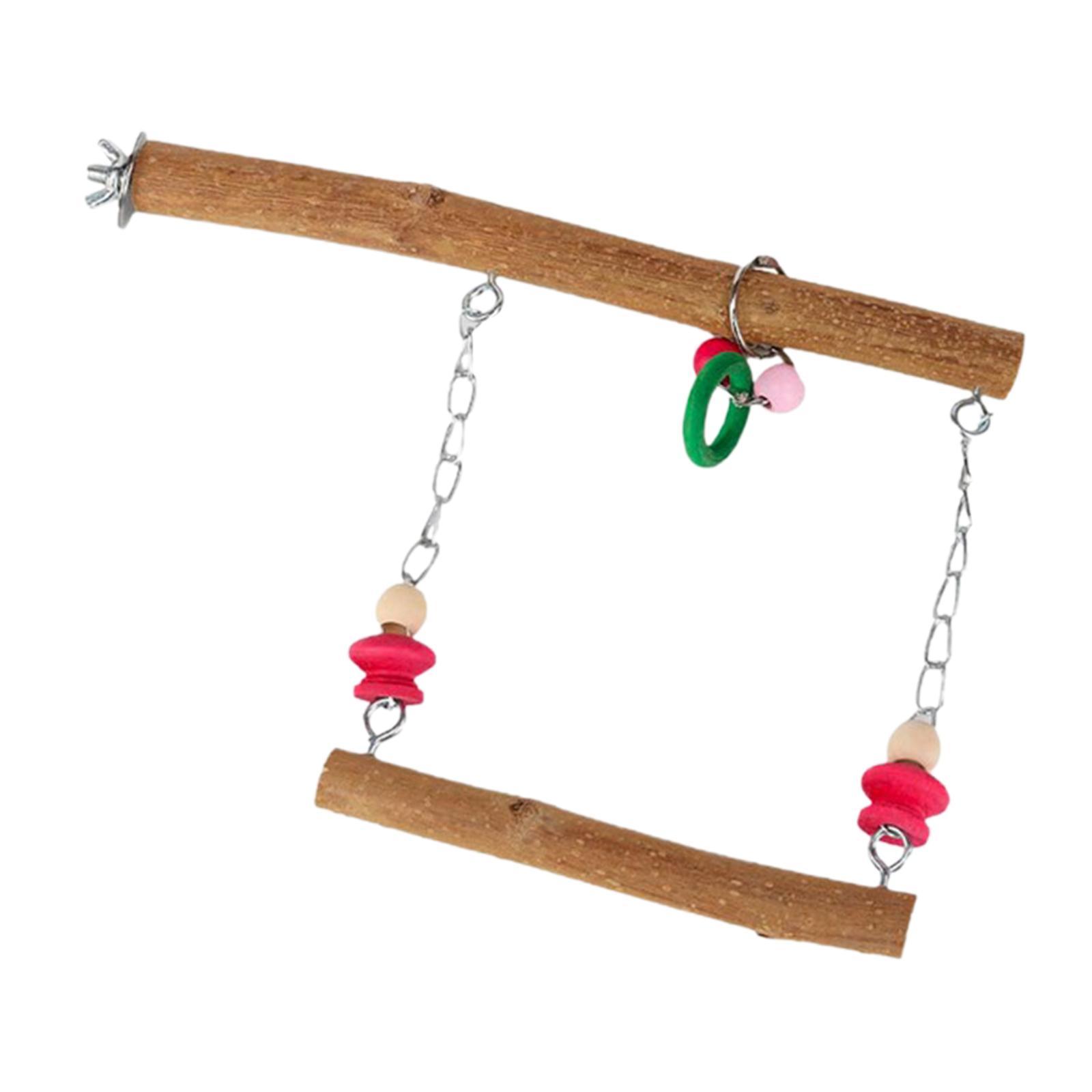 Bird Parrot Swing Chewing Toys Wooden Bird Toys for Finch Cockatiel Parakeet