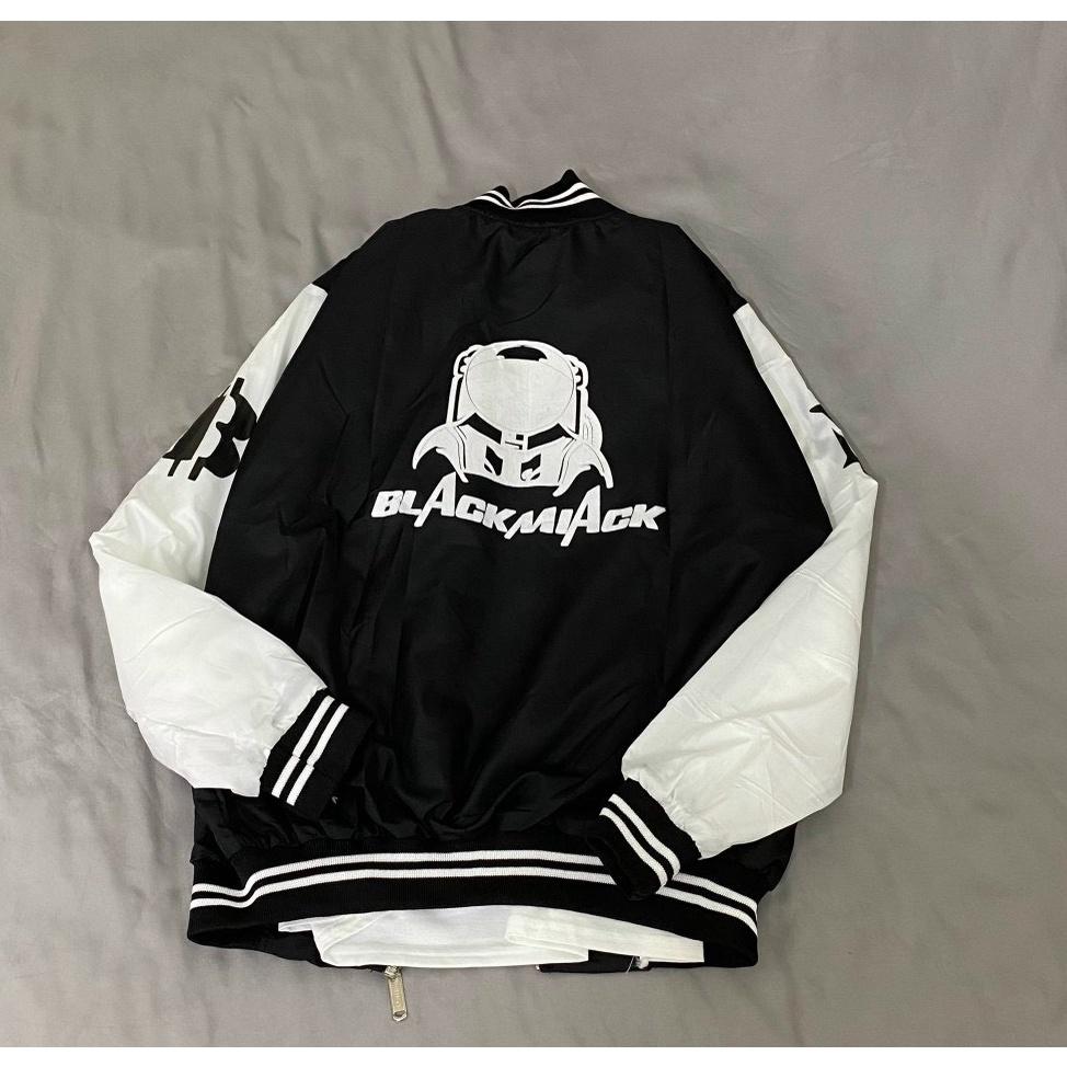 Áo khoác dù Bomber Phối Màu BLACK Áo khoác unisex Cổ Bo Dệt Unisex Nam Nữ Ulzzang Hình Thật Cuối
