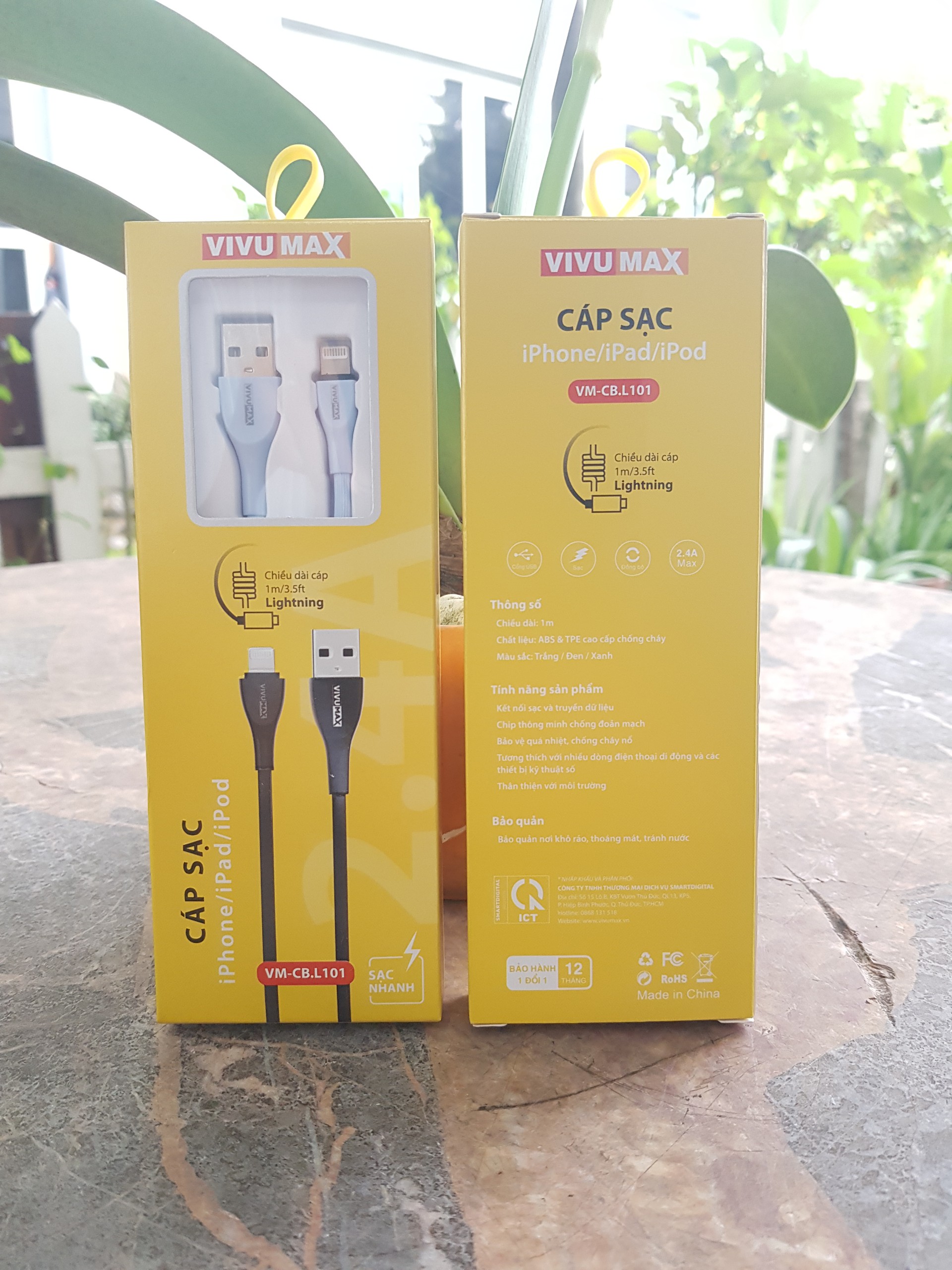 Cáp sạc nhanh và truyền dữ liệu VivuMax L101 đầu sạc IPhone/IPad/AirPod dòng điện 2.4A siêu bền, chất liệu ABS & TPE cao cấp chống cháy - Hàng Chính Hãng