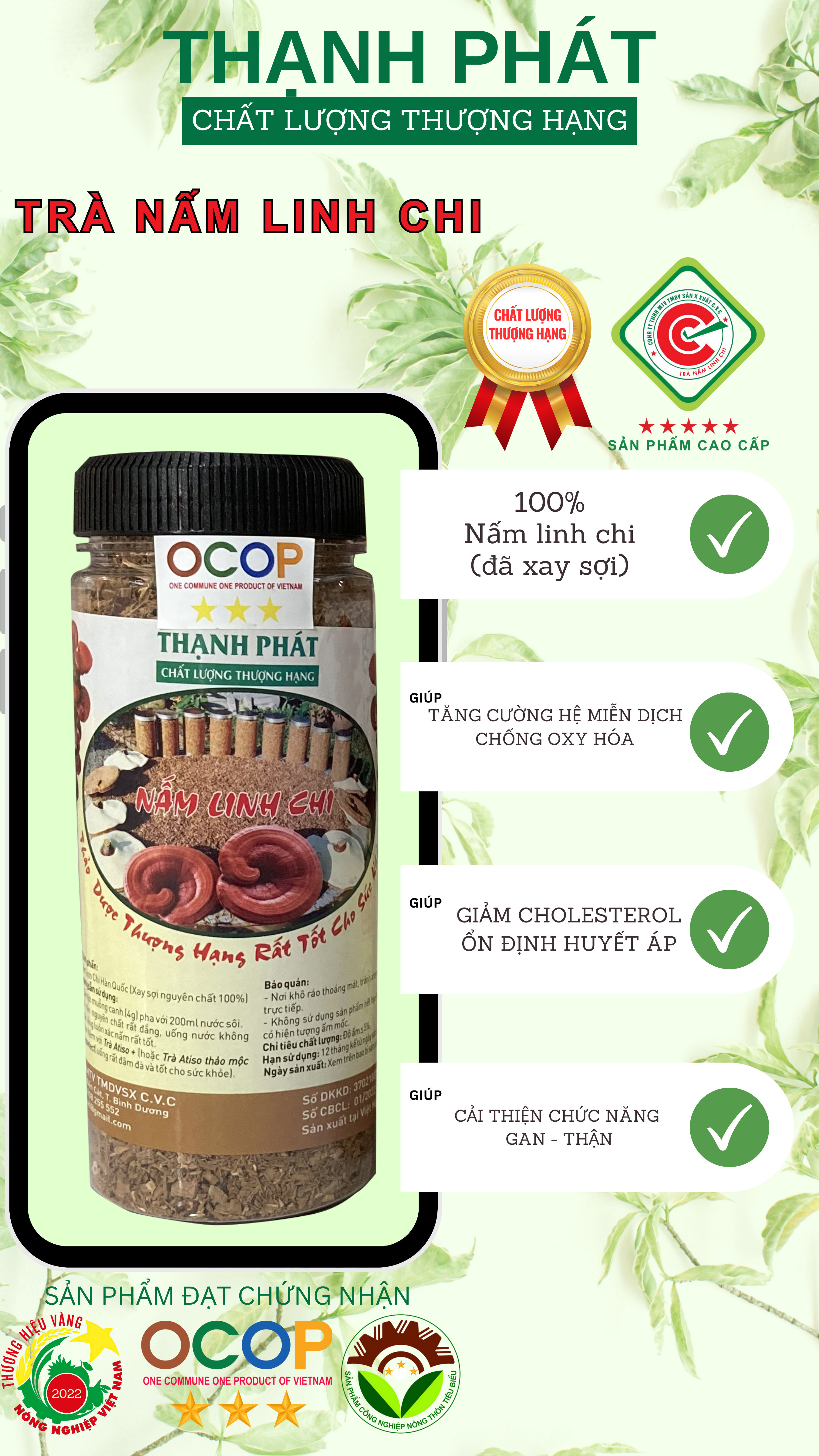 Trà NẤM LINH CHI HÀN QUỐC XÂY SỢI THẠNH PHÁT 100% tự nhiên SẢN PHẨM CAO CẤP giúp thanh lọc cơ thể tốt cho gan thận mật FREESHIP ở HCM