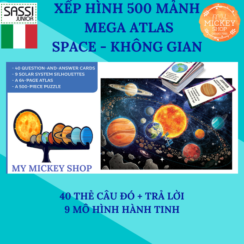 Bộ xếp hình giấy 500 mảnh Khám phá về Không Gian -THE SPACE chính hãng Sassi