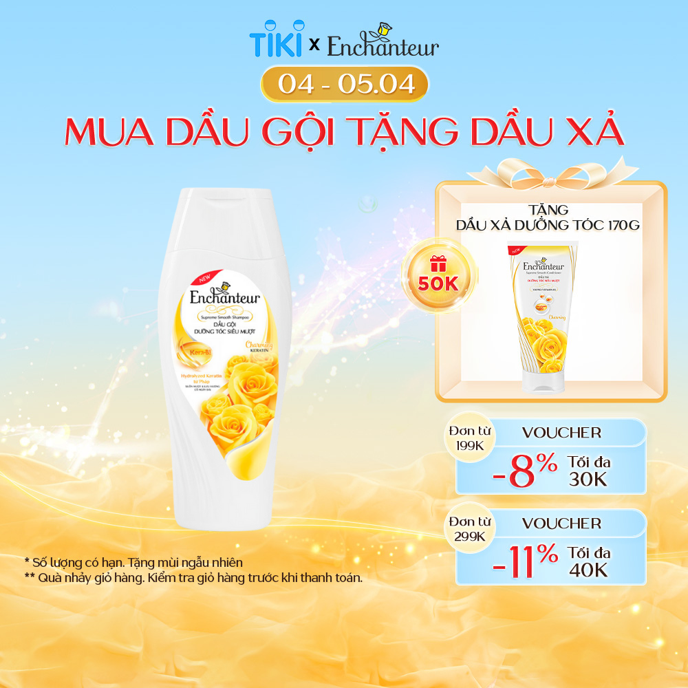 Dầu gội dưỡng tóc siêu mượt Enchanteur Charming Keratin 180g