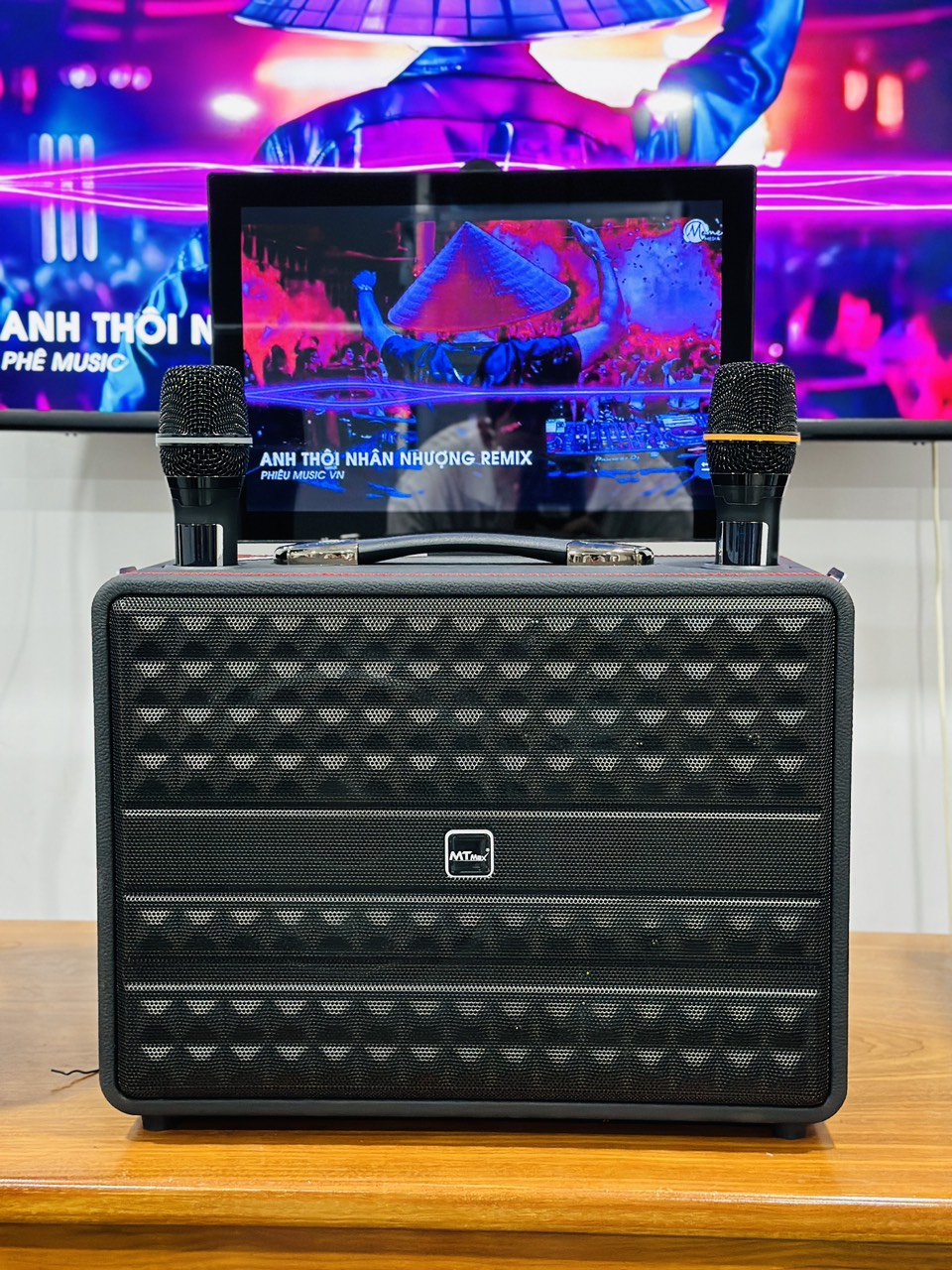 Loa Màn Hình MTMAX T33Pro Bass20 Màn Hình 14inch Công suất 150W Đi Kèm Cặp Micro Sang Trọng Chống Hú Cao Cấp . HÀNG CHÍNH HÃNG