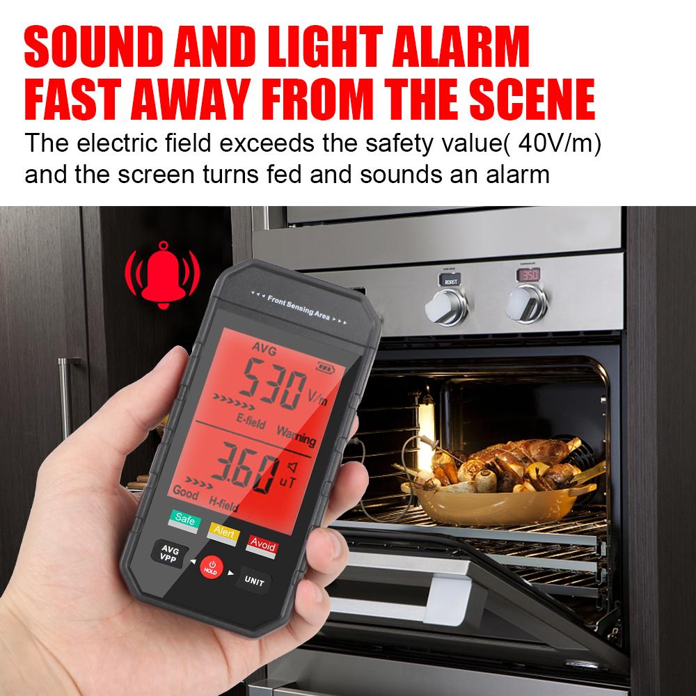 Máy kiểm tra điện trường EMF, máy dò radio từ trường, âm thanh và báo động sáng, máy dò bức xạ điện từ
