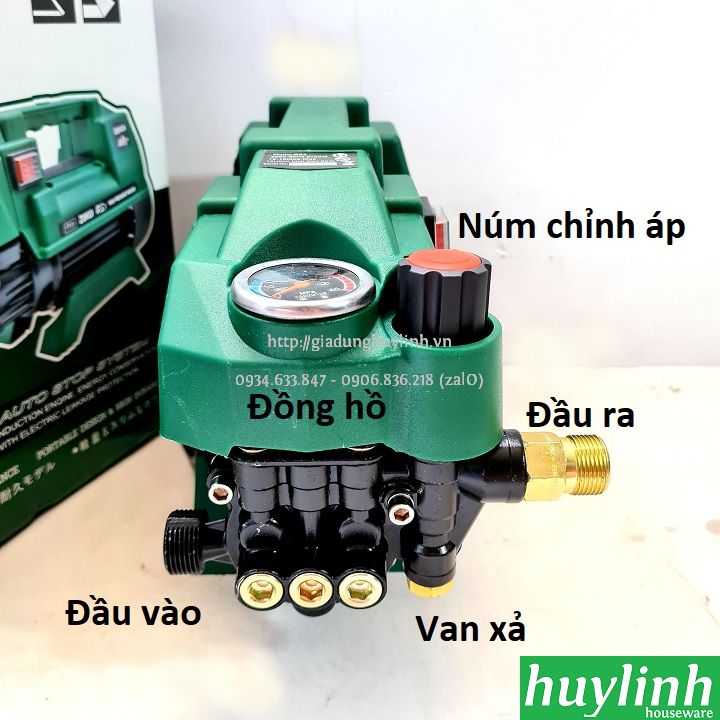 Máy xịt rửa xe chỉnh áp Zukui RS3 - Công Suất 2400W - Tặng béc rửa máy lạnh, điều hoà + thân nối - Hàng chính hãng