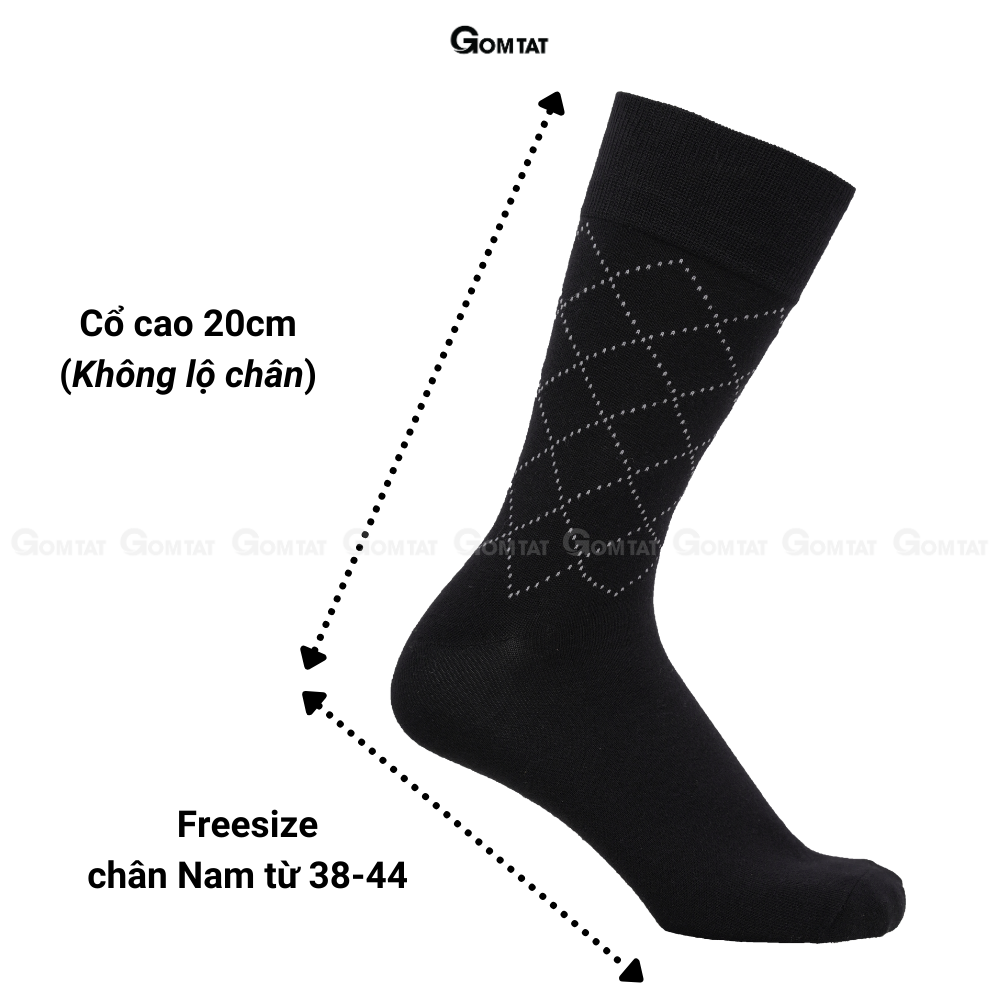 Tất Giày Tây Nam Cao Cấp Họa Tiết Sọc Chéo, Vớ Nam Cổ Cao Chất Liệu Cotton Hút Ẩm Thoáng Khí - GOM-TAYCHEO-1DOI