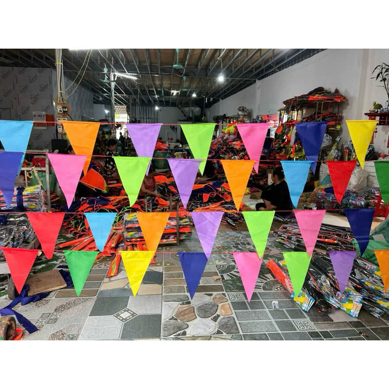 Cờ Đuôi Nheo Trang Trí Ngoài Trời - Dài 10m 30 Lá , Cờ Dây Tam GIác Chất Liệu Polyester, Sử Dụng Lâu Dài, Tái Sử Dụng - HÀNG CHÍNH HÃNG MINIIN