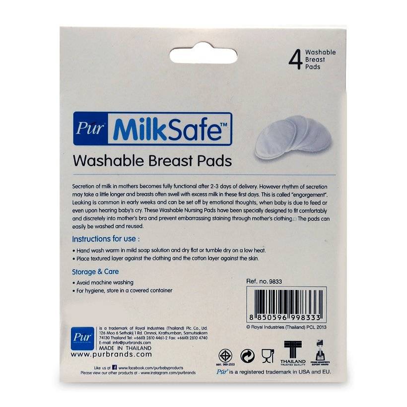 Miếng lót thấm sữa giặt được Pur Milk Safe nhập khẩu Thailand (4 miếng)