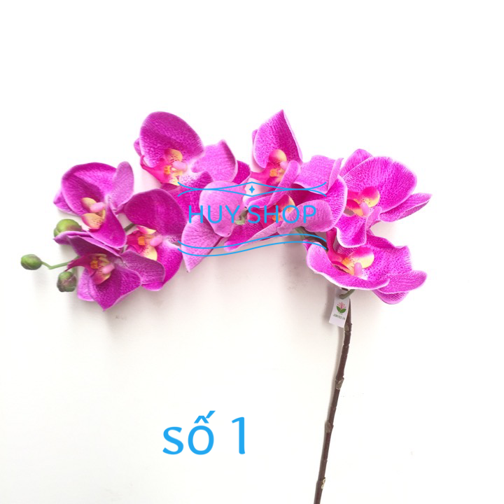 Hoa giả trang trí - Cành hoa LAN HỒ ĐIỆP vải cao cấp 9 bông