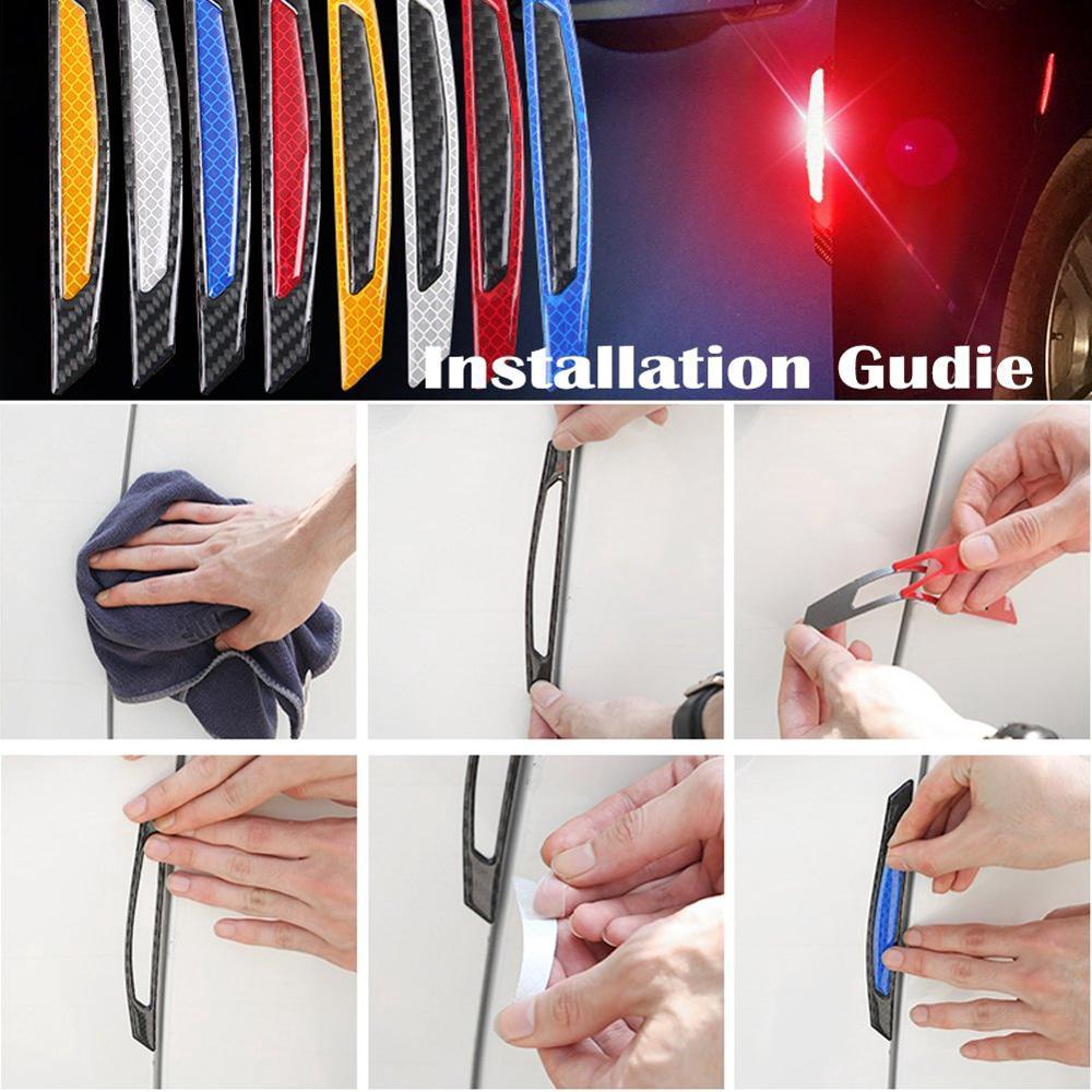Bộ 4 Miếng Dán Sợi Carbon Phản Quang Bảo Vệ Kính Chiếu Hậu/Cửa Xe Hơi