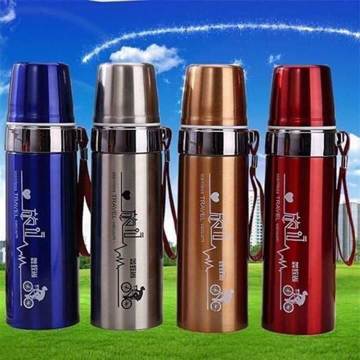 Bình Giữ Nhiệt Nóng Lạnh Cao Cấp Pure Healthy Happy 800ml, Bình Giữ Nhiệt Inox304 Không Gỉ Có Nắp Đậy Chống Tràn