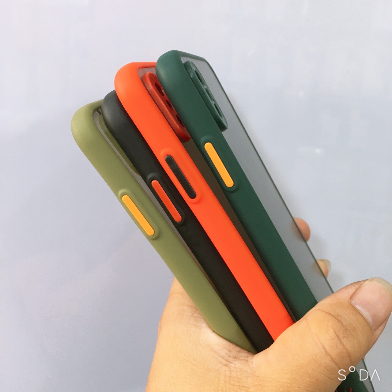 Ốp lưng viền màu, lưng nhám chống sốc, bảo vệ camera, phím bấm màu dành cho iPhone X,Xs, Xs Max