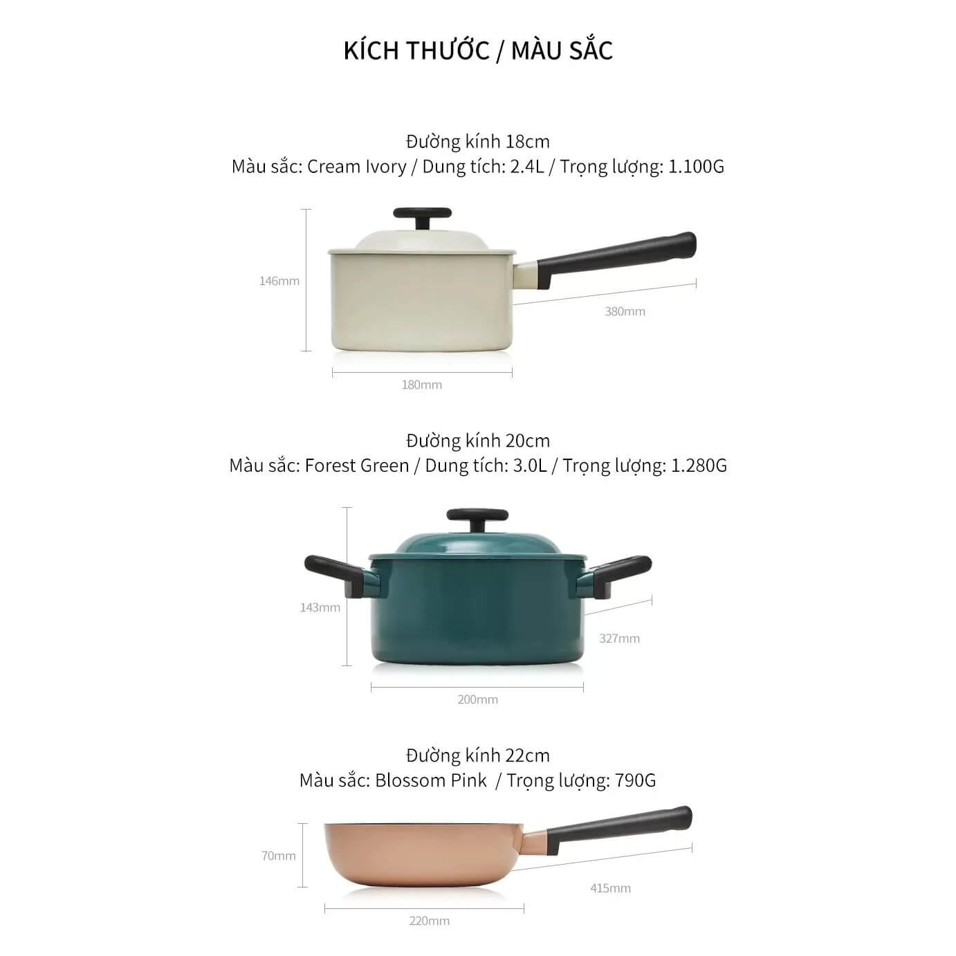 Bộ Nồi Và Chảo Sâu Lòng Locknlock 3 Món Decore LDE1181IHS01- Hàng Chính Hãng