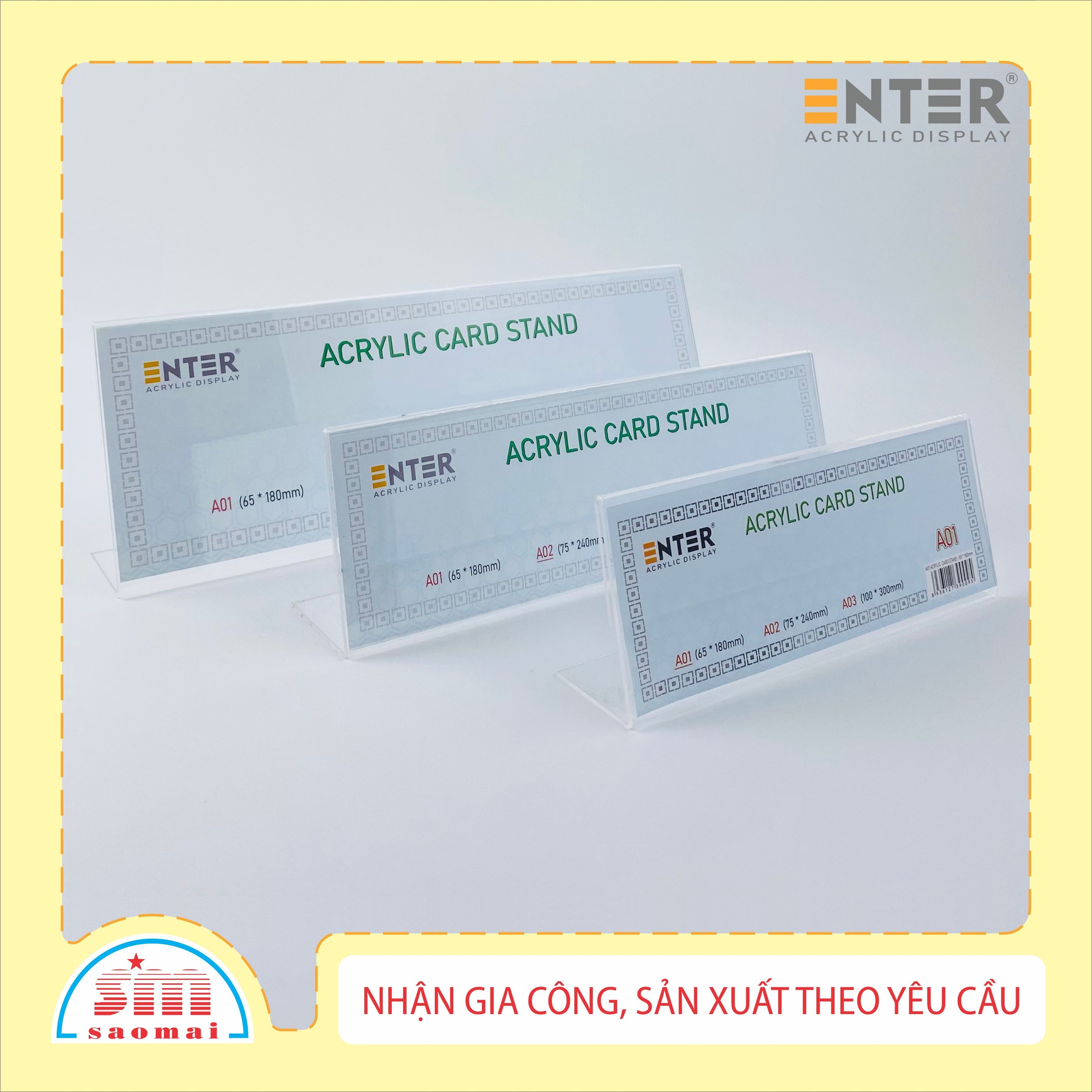 Kệ mica chức vụ 1 mặt Enter A03 300x100mm