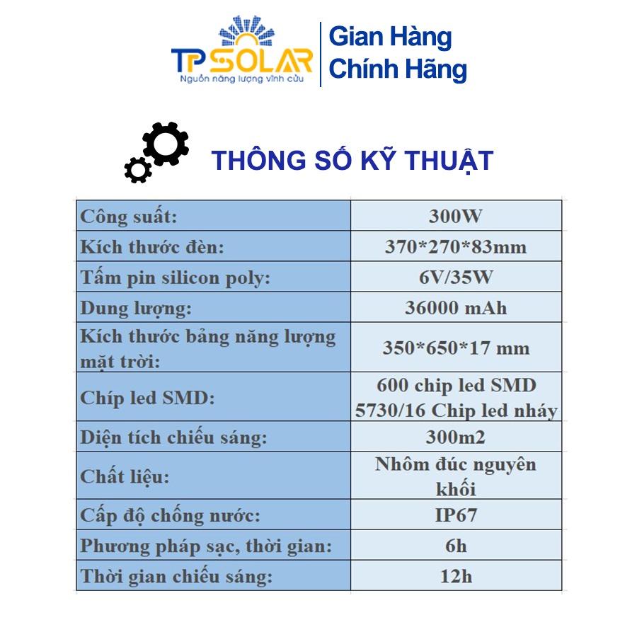 Đèn Pha Led Kim Cương Năng Lượng Mặt Trời TP Solar TP-G300 Chống Nước IP67, Tuổi Thọ Cao