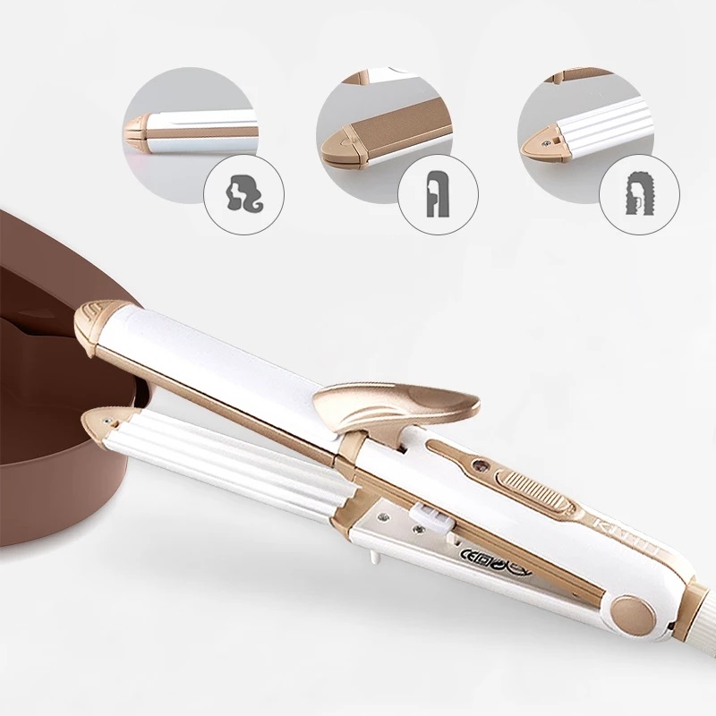 Máy làm tóc uốn, bấm, duỗi đa năng KM 1213 Nhiều Chức Năng Làm Phồng Uốn Cụp Uốn Xoăn Dập Xù Duỗi Thẳng