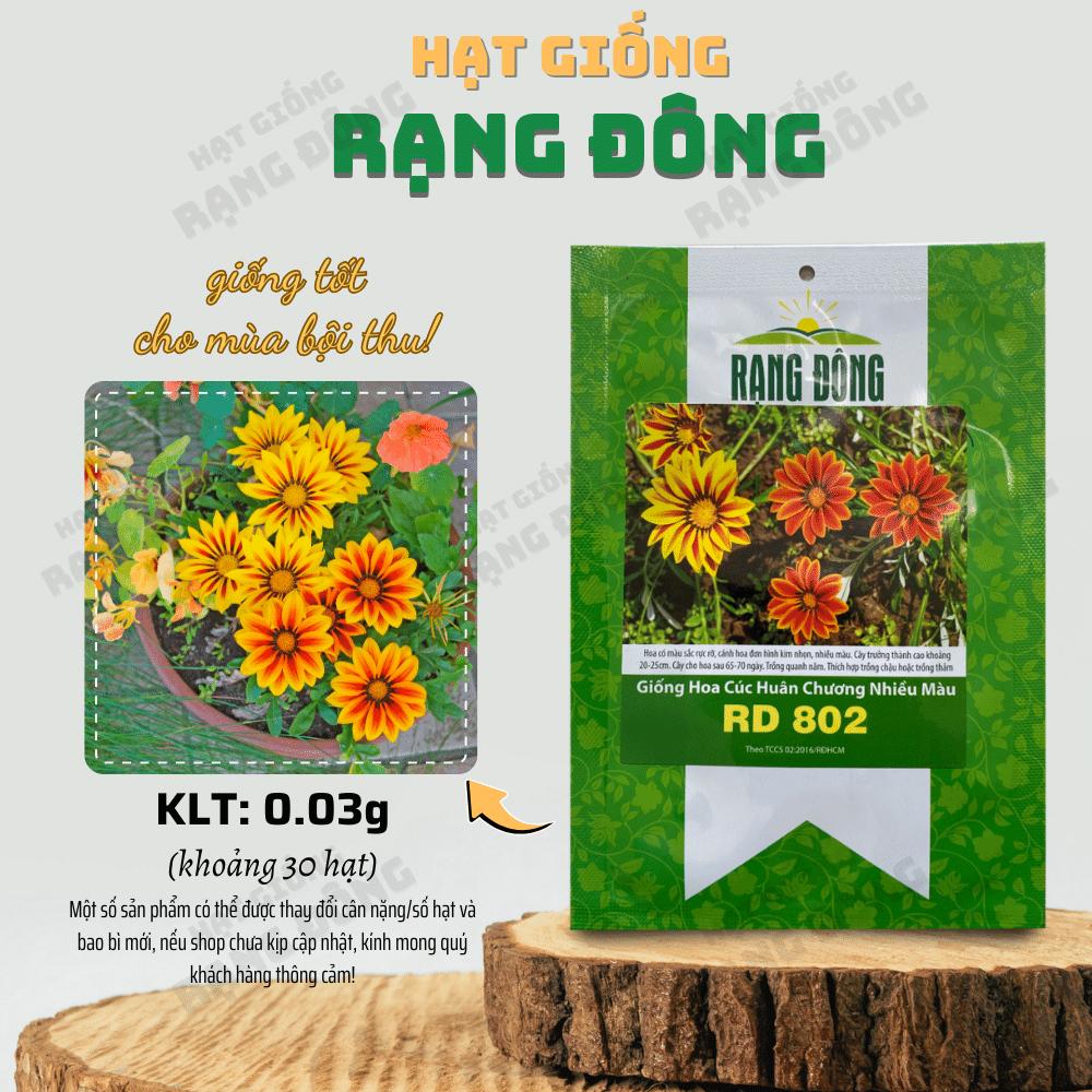 Hạt giống Hoa Cúc Huân Chương Nhiều Màu Rd 802 (0,03g~30 hạt) thân cao 20-25cm, trồng quanh năm - Hạt giống Rạng Đông