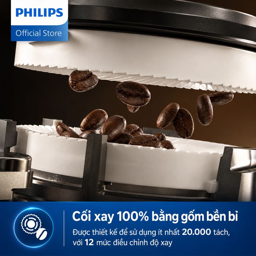 Máy pha cà phê Espresso, Americano tự động và Capuccino, Latte thương hiệu Philips EP2124/72 Serial 2200 - Hàng chính hãng