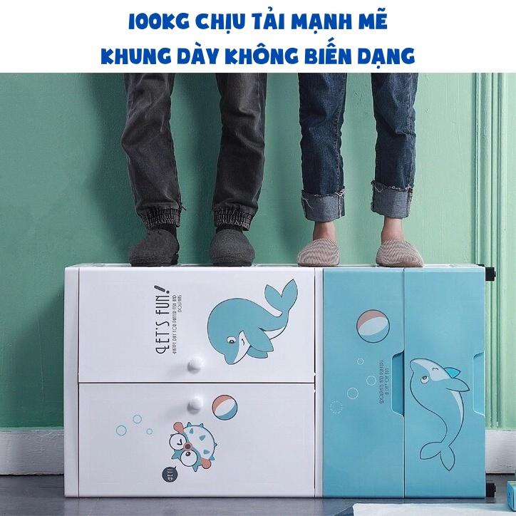 Tủ nhựa 4 tầng có bánh xe cao cấp cho bé