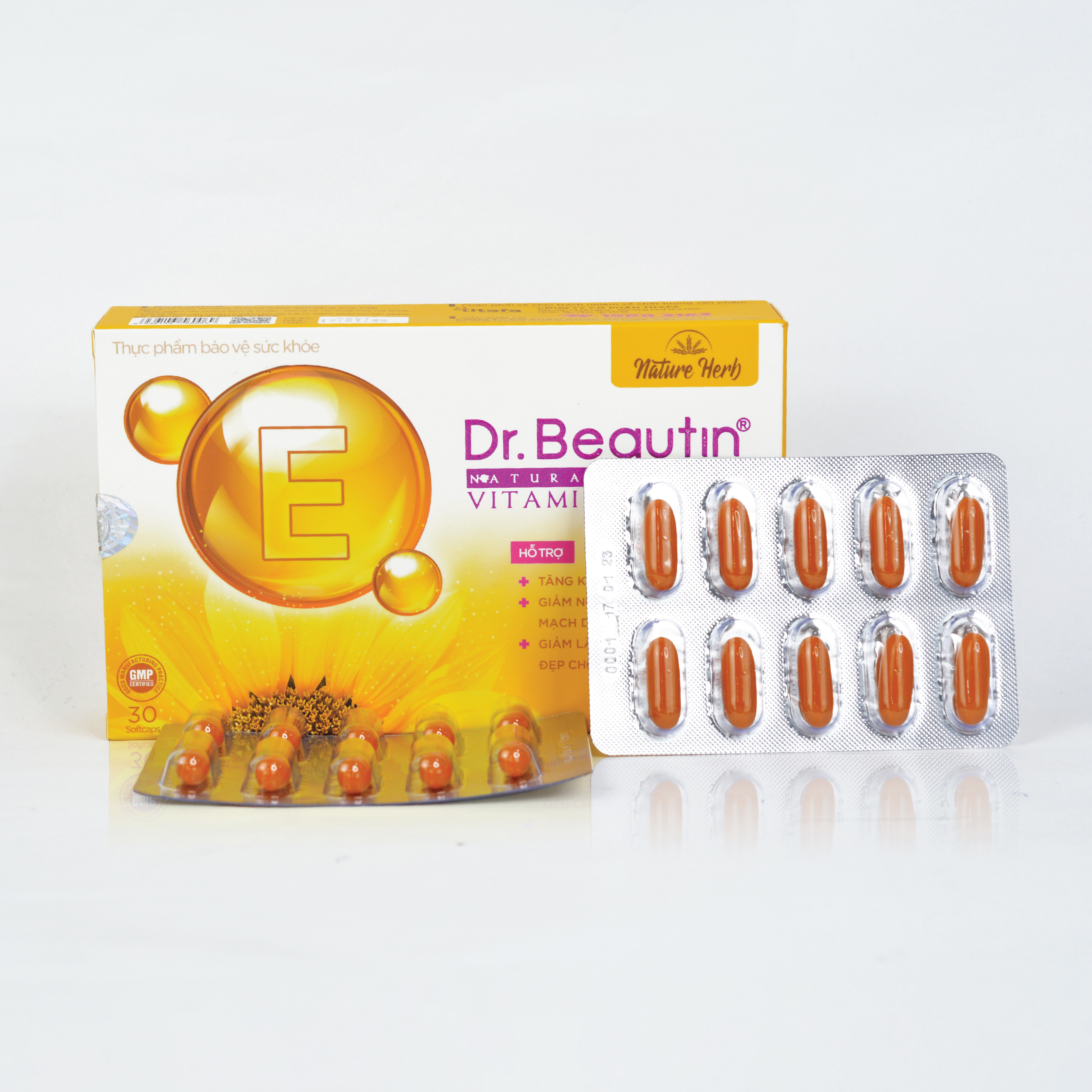 Viên Uống Dr.Beautin Vitamin E + C NATURAL (Hộp 30 Viên) - Bổ Sung Vitamin E, Chống Lão Hoá Da và Duy Trì Vẽ Đẹp Cho Da