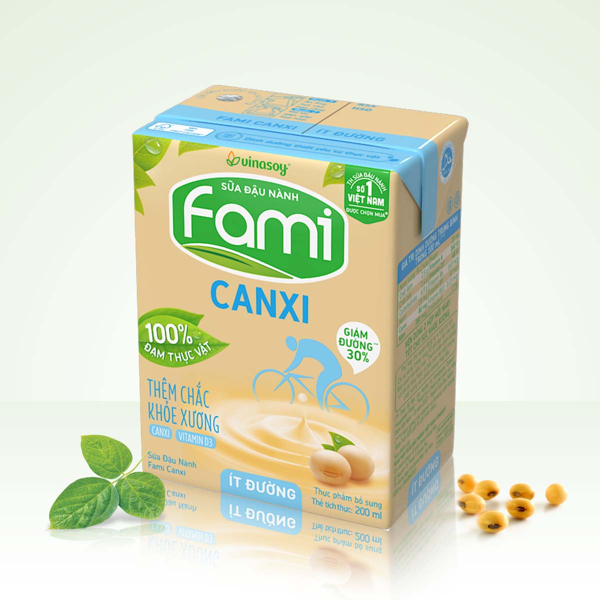 Thùng Sữa đậu nành Fami Canxi ít đường (200ml x 36 Hộp)