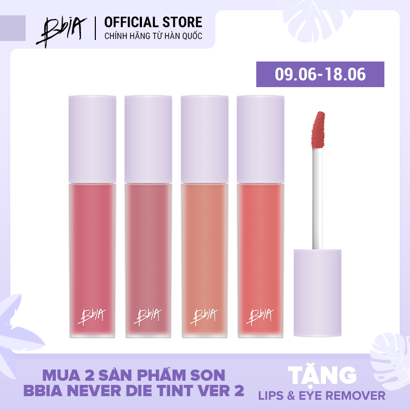 [CHỌN MÀU] Son kem Bbia Never Die Tint  Version 2 4.8g ( 4 màu )