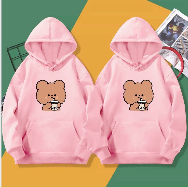 (38-70kg, liên hệ tư vấn size phù hợp) Áo hoodie chất nỉ bông mỏng H89- gấu uống trà sữa trân châu. Áo nỉ có nón. Áo nỉ nam, áo nỉ nữ. Áo khoác nỉ. Áo khoác nỉ tay dài. Áo khoác nỉ nón. hongduyen2188