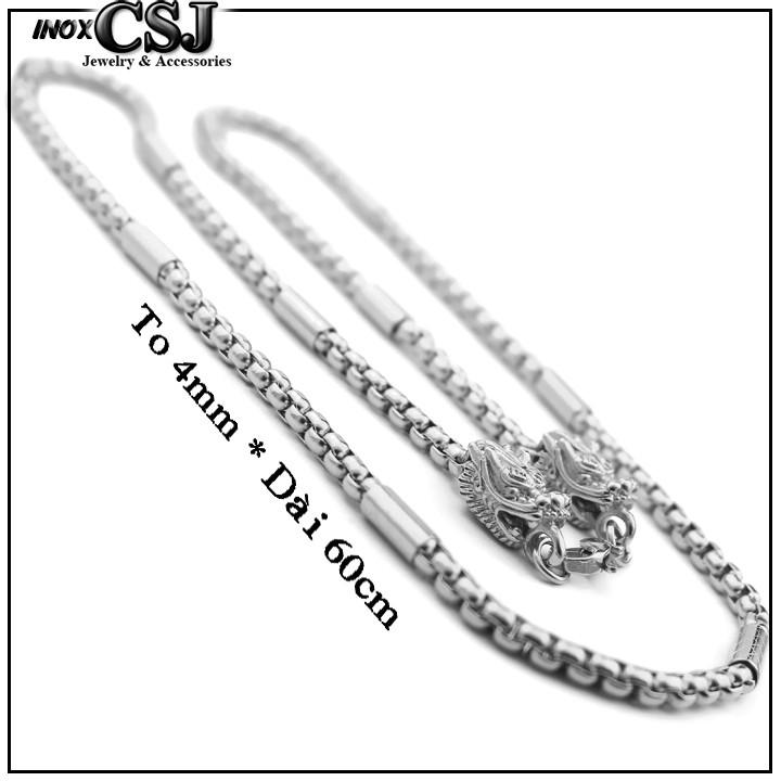 Dây chuyền nam inox bọc khoanh kết hợp 2 đầu rồng sáng đẹp, không đen - Đem lại đẳng cấp, phong độ cho người đeo