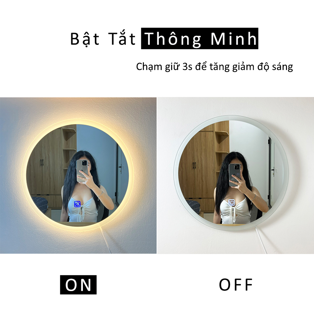 Gương Led Cảm Ứng Bàn Trang Điểm, Treo Tường Nhà Vệ Sinh DLQ MIRROR Phong Cách Hiện Đại, Tinh Tế