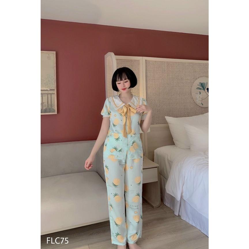 Đồ Ngủ Pijama Lụa Satin Tay Ngắn Quần Dài Siêu Xinh, Mềm Mịn, Độc Lạ Khó Tìm, Sang Chảnh Hàn Quốc