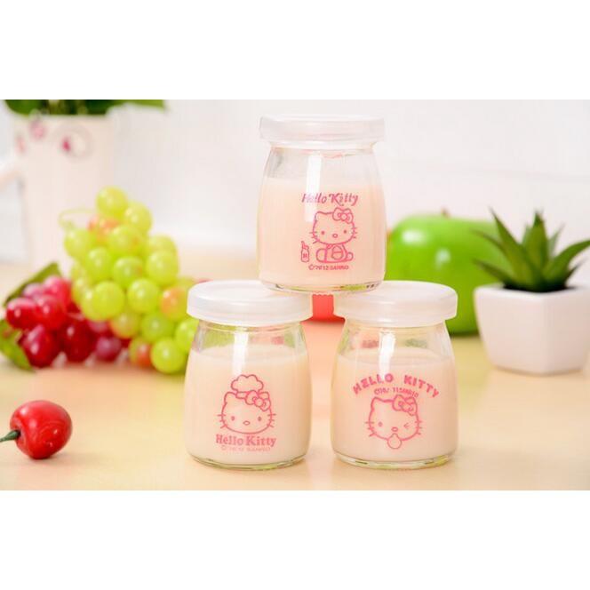 Bộ 12 Hũ Thủy Tinh Làm Sữa Chua Hello Kitty 100ml